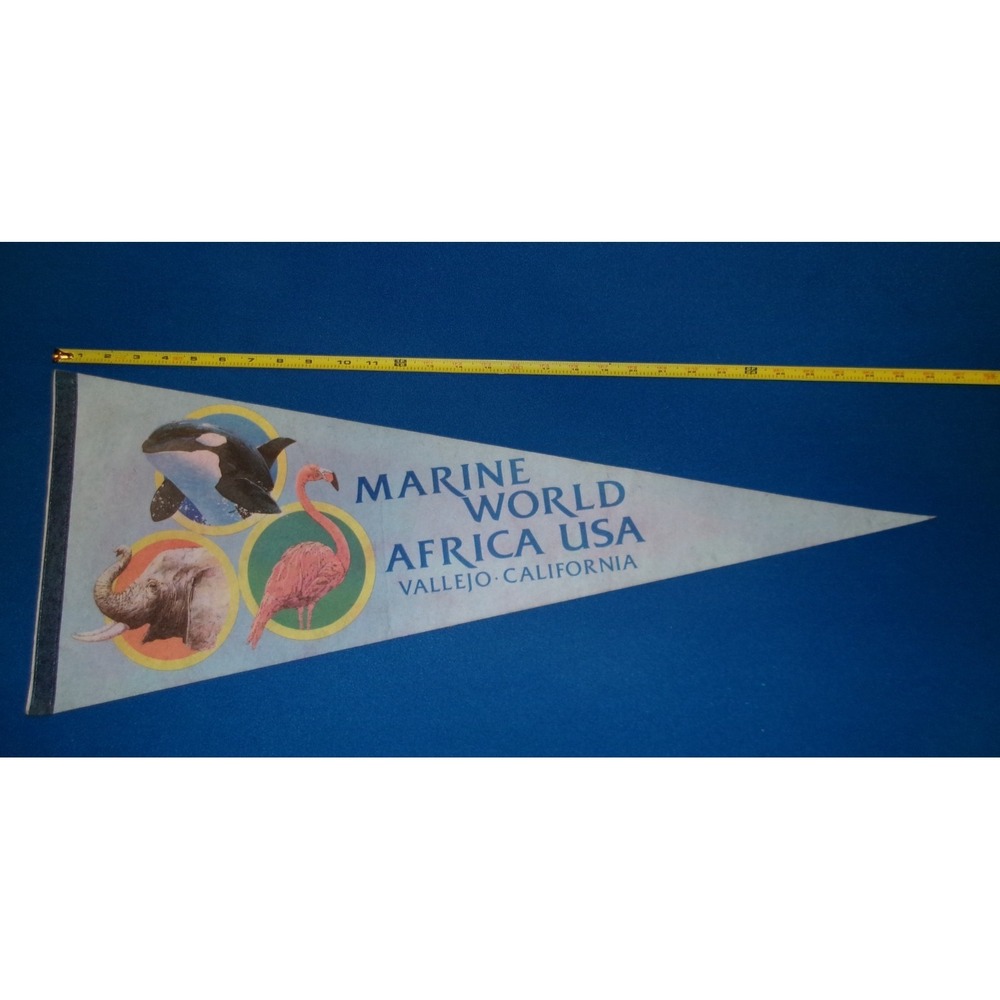 Vintage Marine World Africa USA Felt Pennant Vallejo‎ California RARE Theme Park
